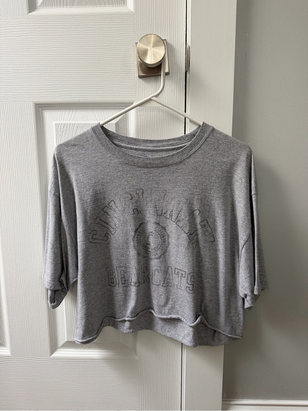 Champion University of Cincinnati Gray Cropped Crewneck Tee